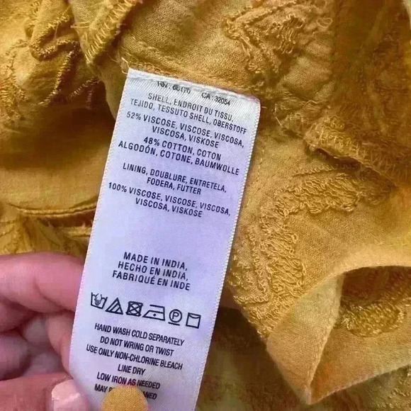 Anthropologie Akemi + Kin Mustard Yellow/Gold Embroidered Dress Size XS - Picture 6 of 10